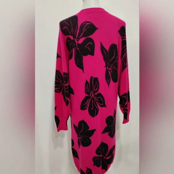 VINTAGE DANIEL CARON FLORAL LAMBS WOOL SWEATER DRESS - Picture 6 of 10